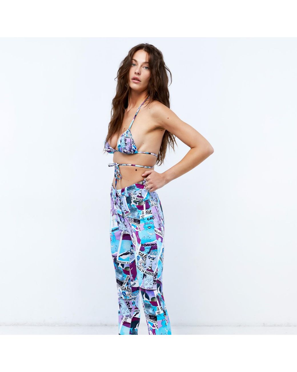 Brenda Agradi Blue Ibiza Style Printed Trousers