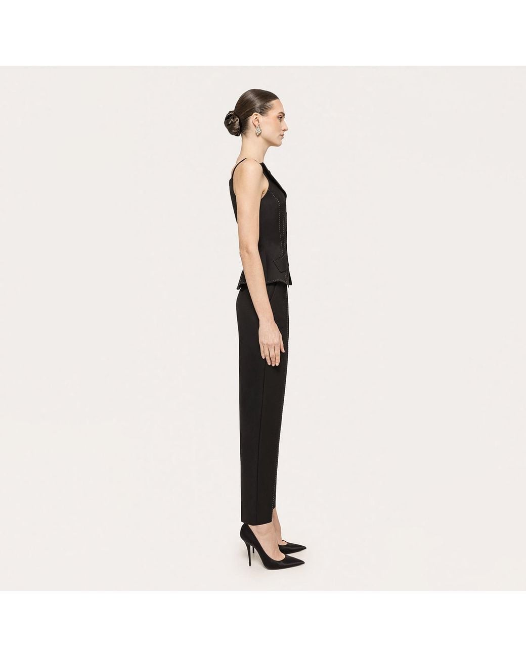 Nissa Black Single-Breasted Tailored Vest
