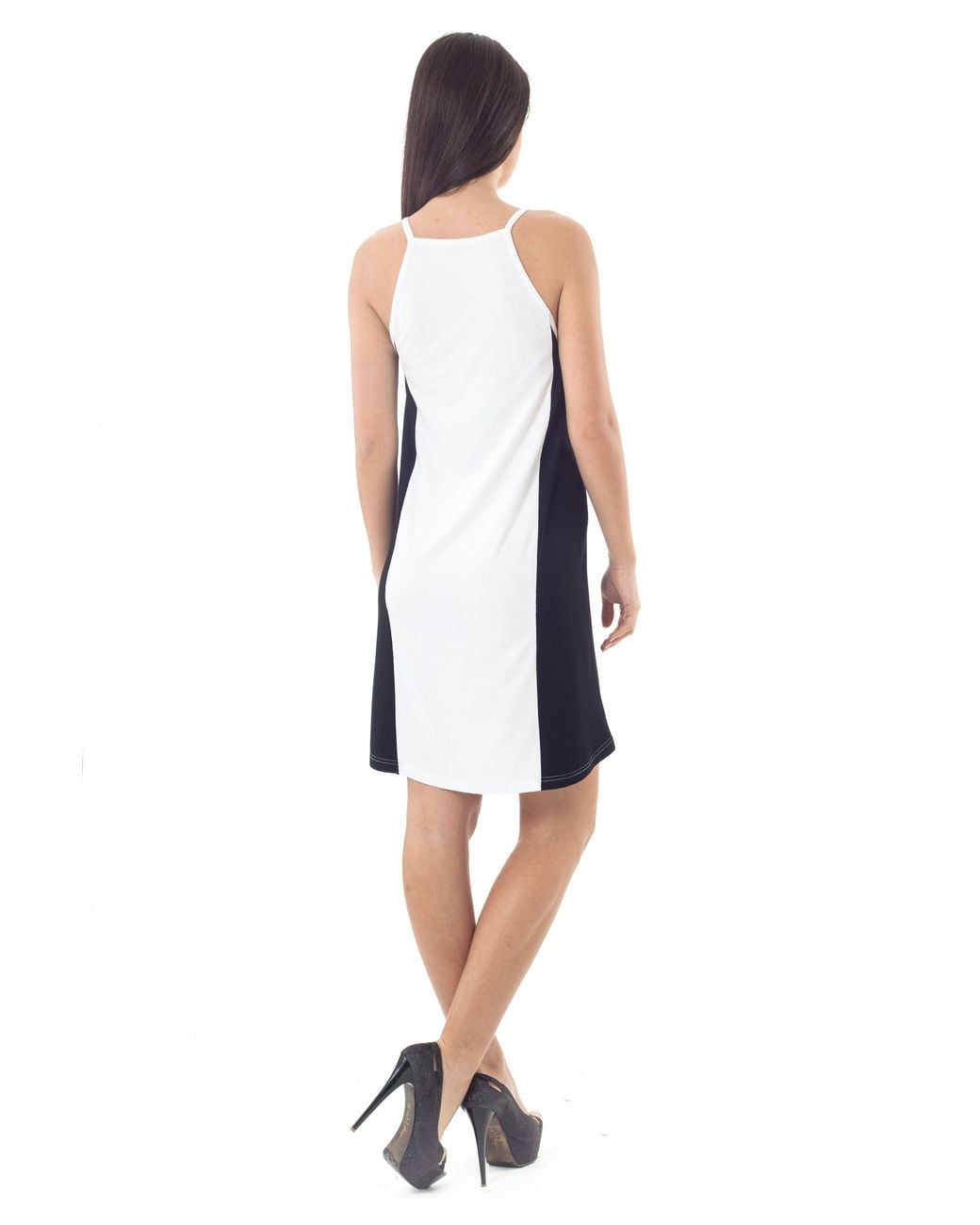 Conquista White Two Tone Mullet Cut Dress