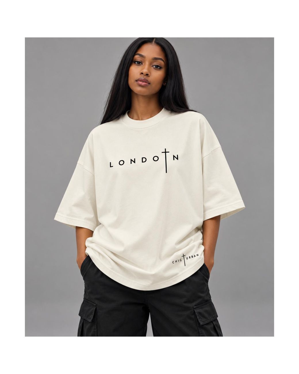 Chic Urban London Grace Oversized Offwhite T-Shirt