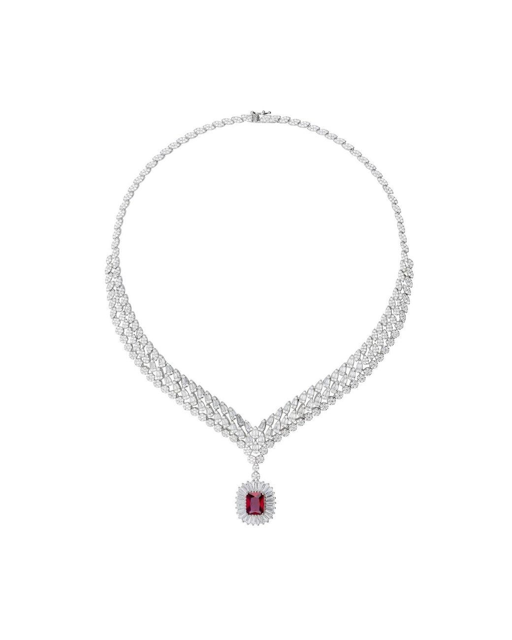 Latelita London Metallic Countess Statement Ruby Necklace