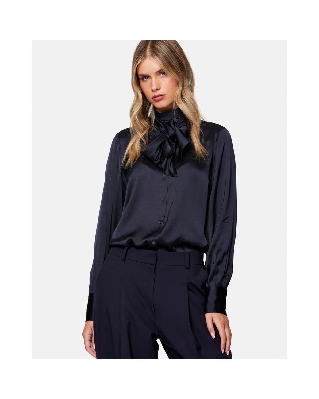 Helen Mcalinden Blue Anastasia Pussybow Blouse