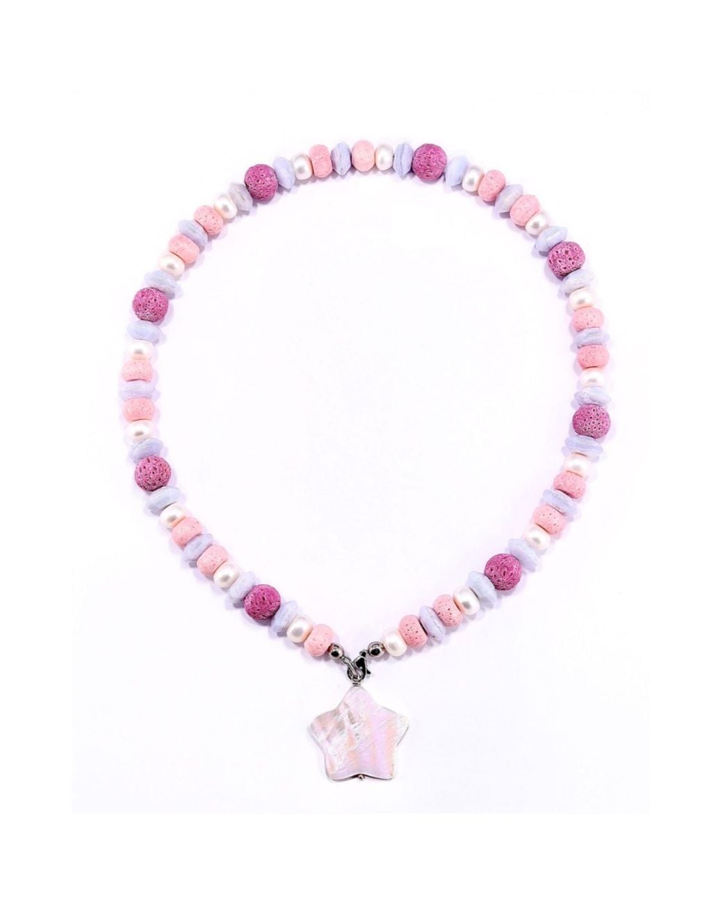 Mineralgems•Studio Pink Candy Necklace With Coral And Chalcedony