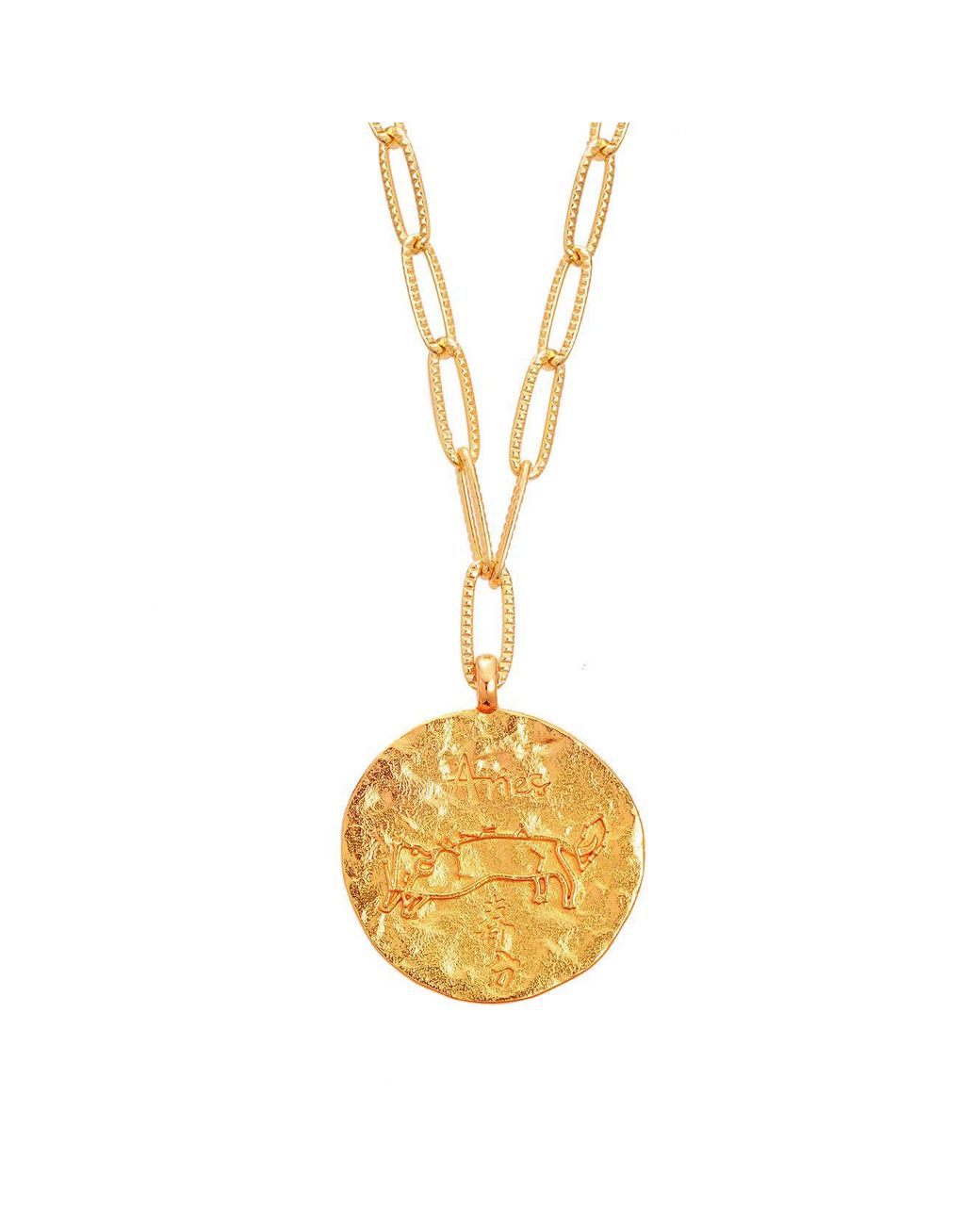 Aurozia Metallic Constellations Aries Double-Sided Coin Necklace