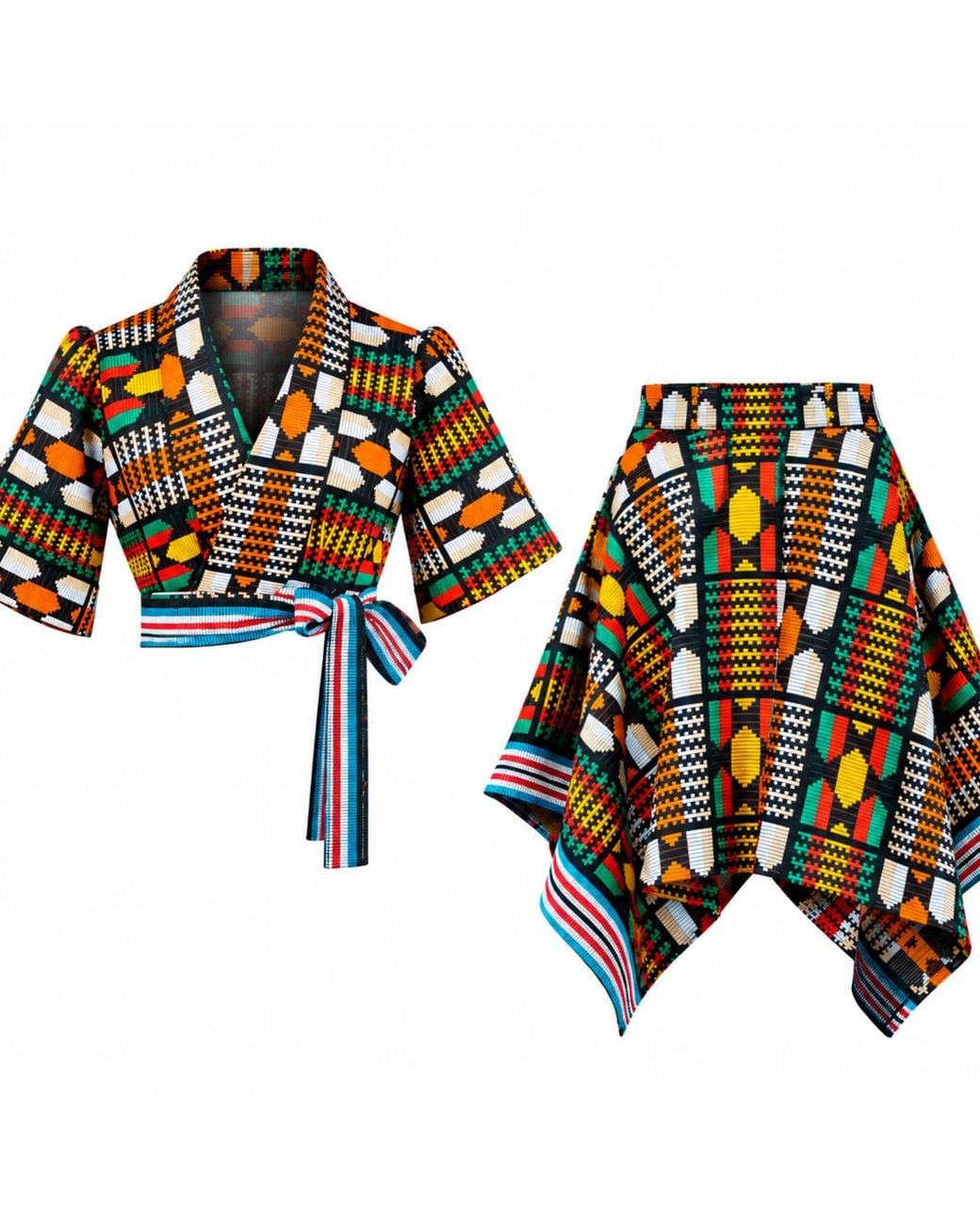 Beautiful Stitches Ltd Black The Kente Luxe Two-Piece Set