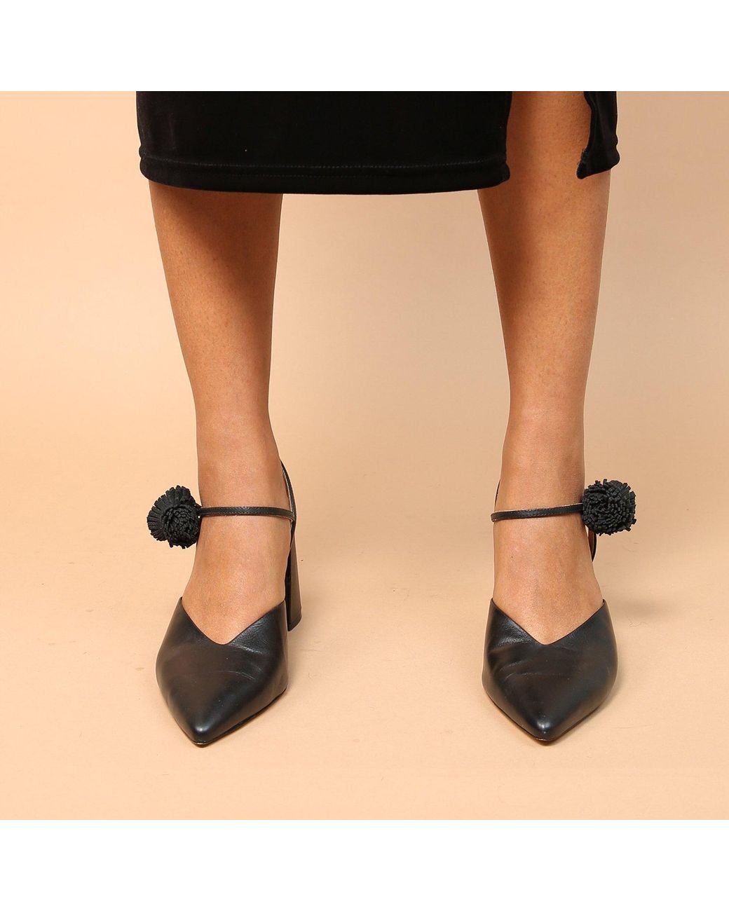 Alterre Black Suede Pom Pom