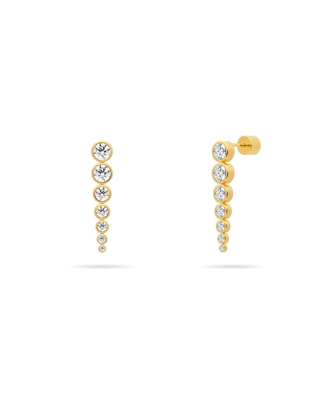 Meulien Metallic Graduated Bezel Set Chain Earrings