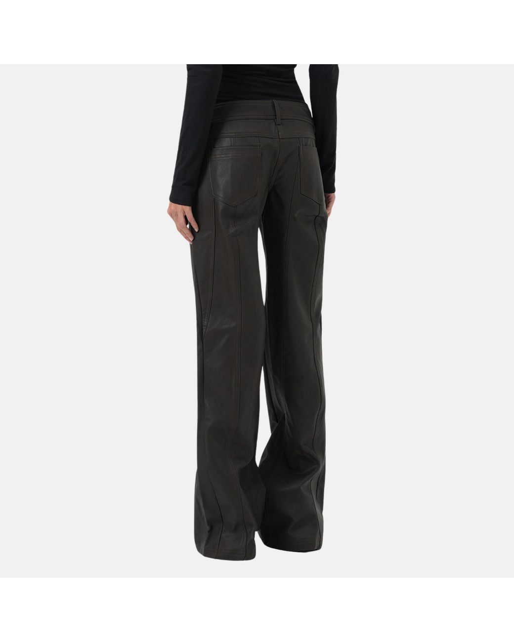 OW Collection Black Jade Low-Waist Faux Leather Pants