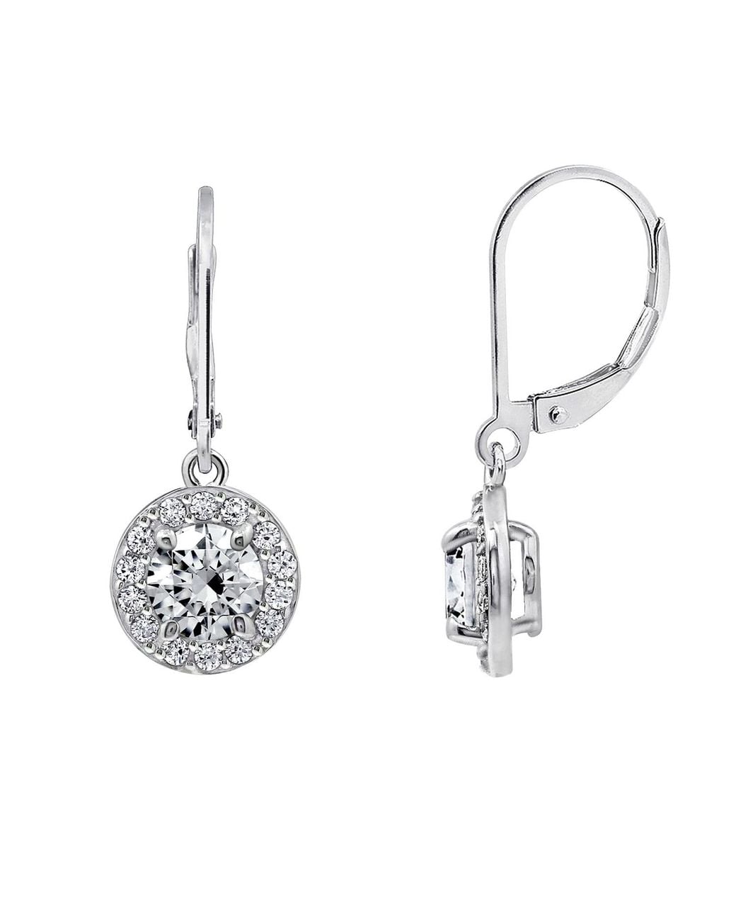 Diamonbliss Metallic Leverback Drop Halo Earrings, One Carat