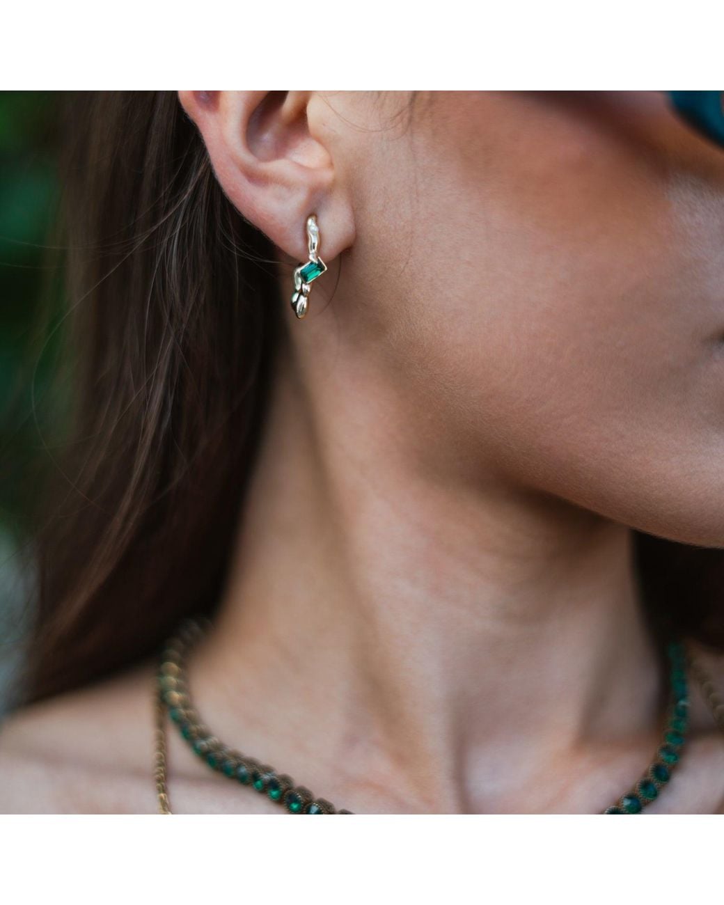 Ebru Jewelry Metallic Emerald Flow Pearl Earrings