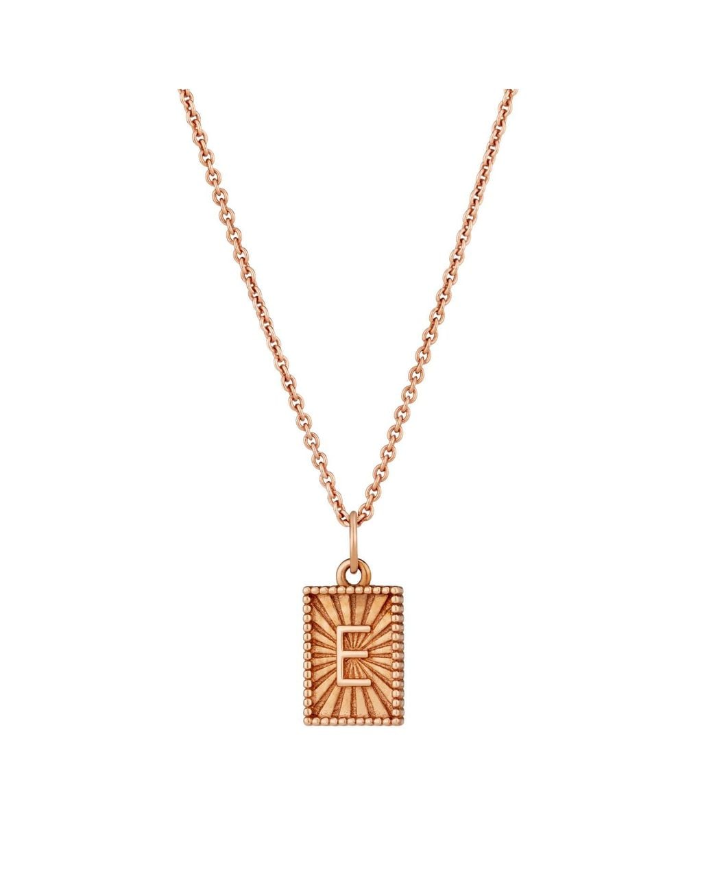 Posh Totty Designs Metallic Rose Gold Plated Sunbeam Rectangle Initial Charm Necklace