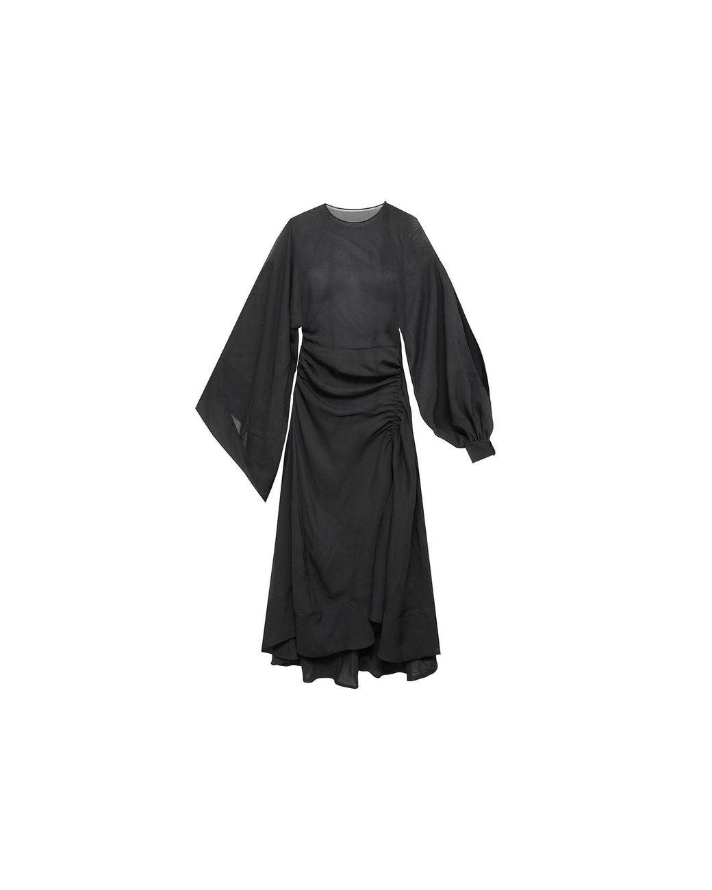 Audrey Vallens Black Miss Av Asymmetric Chiffon Dress