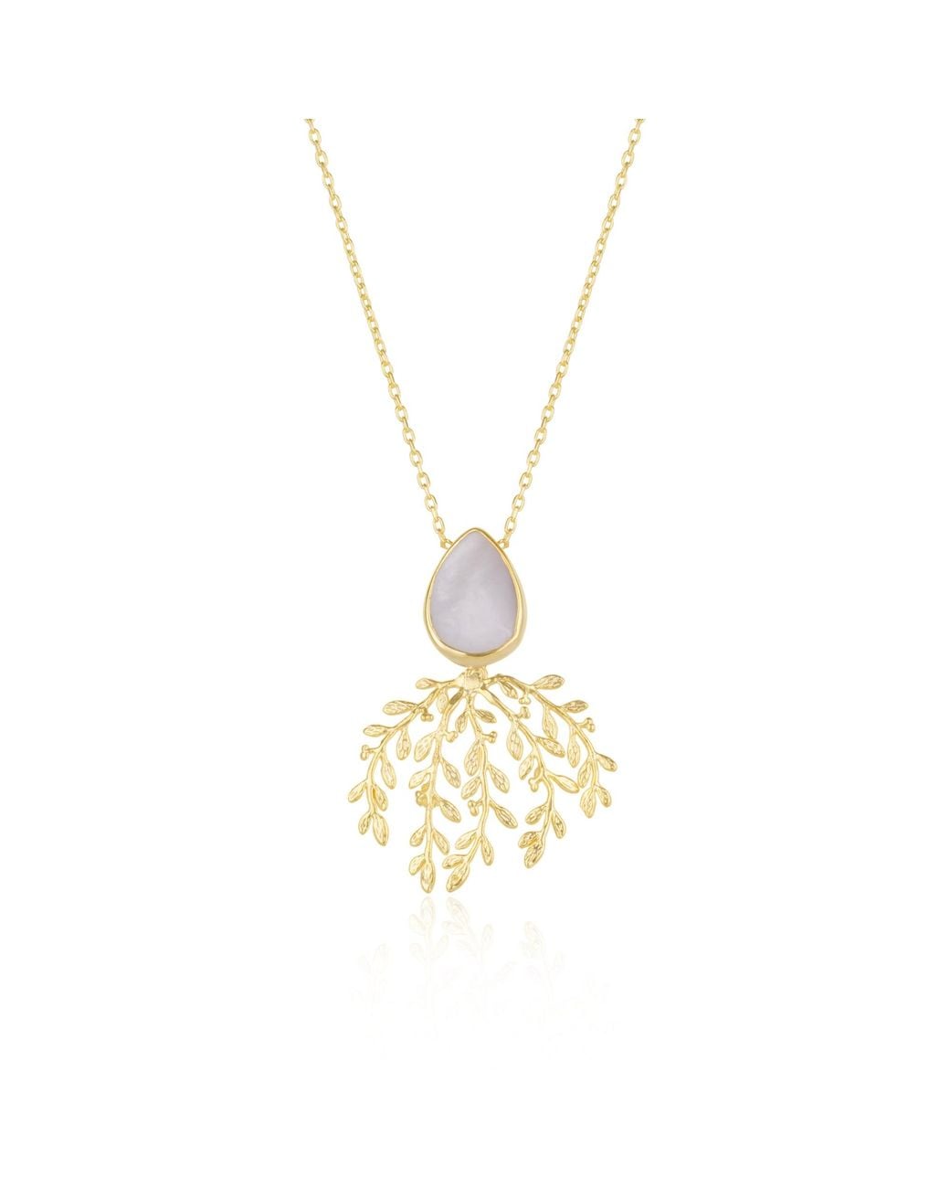 Spero London Metallic Mother Of Pearl Branch Sterling Statement Necklace