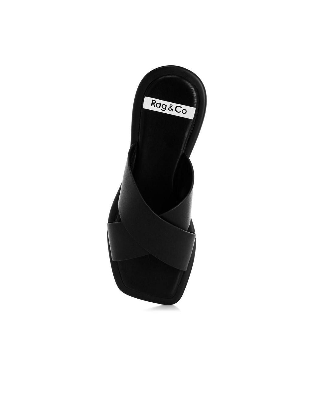 Rag & Co Black Shosa Genuine Leather Criss-Cross Flats