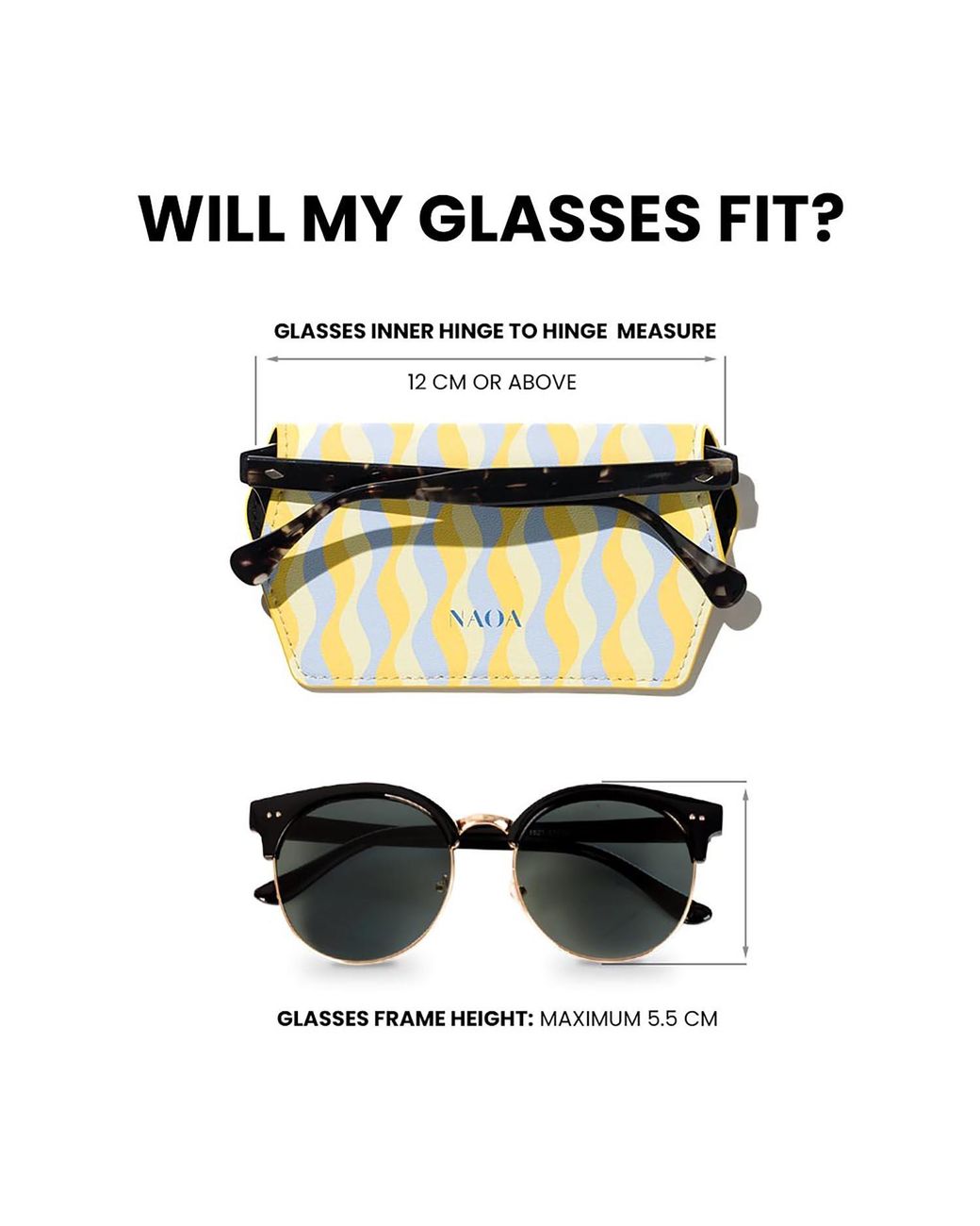 Naoa Yellow Slim Glasses Case Waves Print