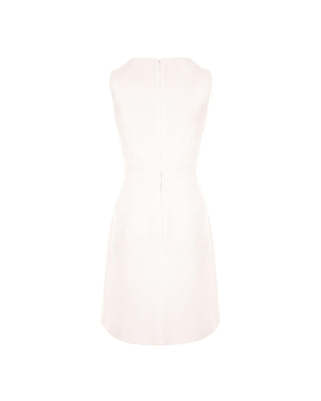 AVENUE No.29 White Round Neckline Wrap Midi Dress