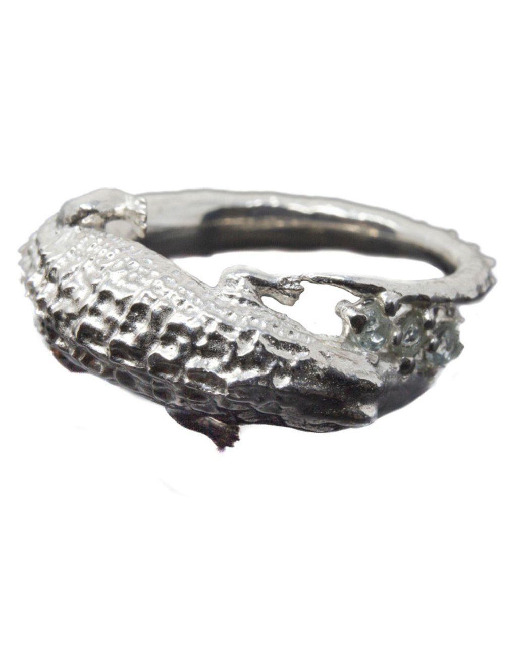 NASI SILVER Metallic Chunky Kroko Delios Crocodile Ring