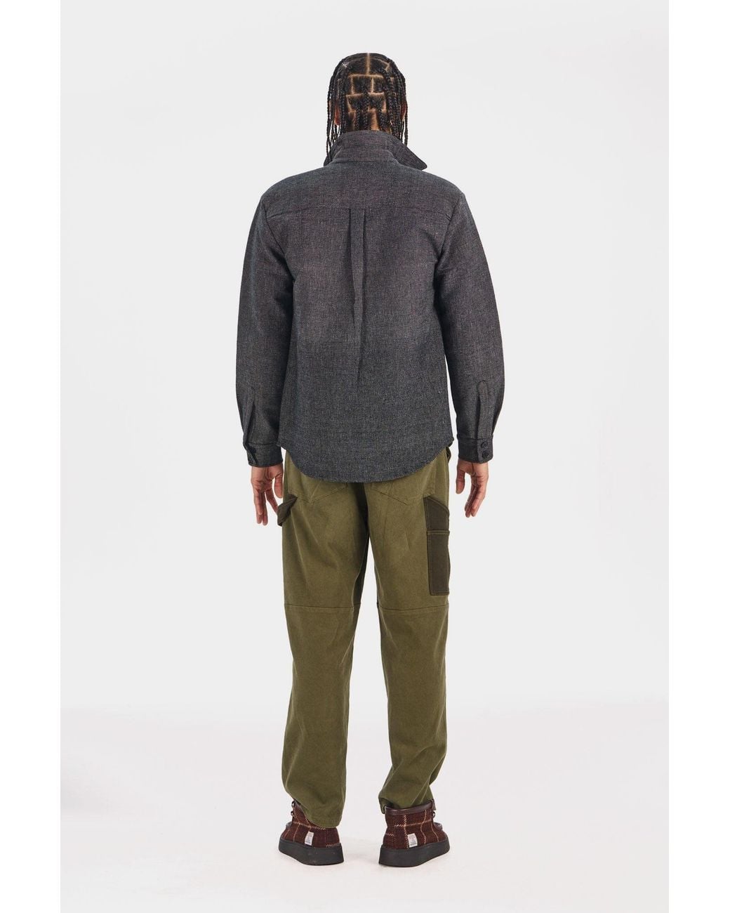 Komodo Gray Shanti Hand Woven Cotton Shirt for men