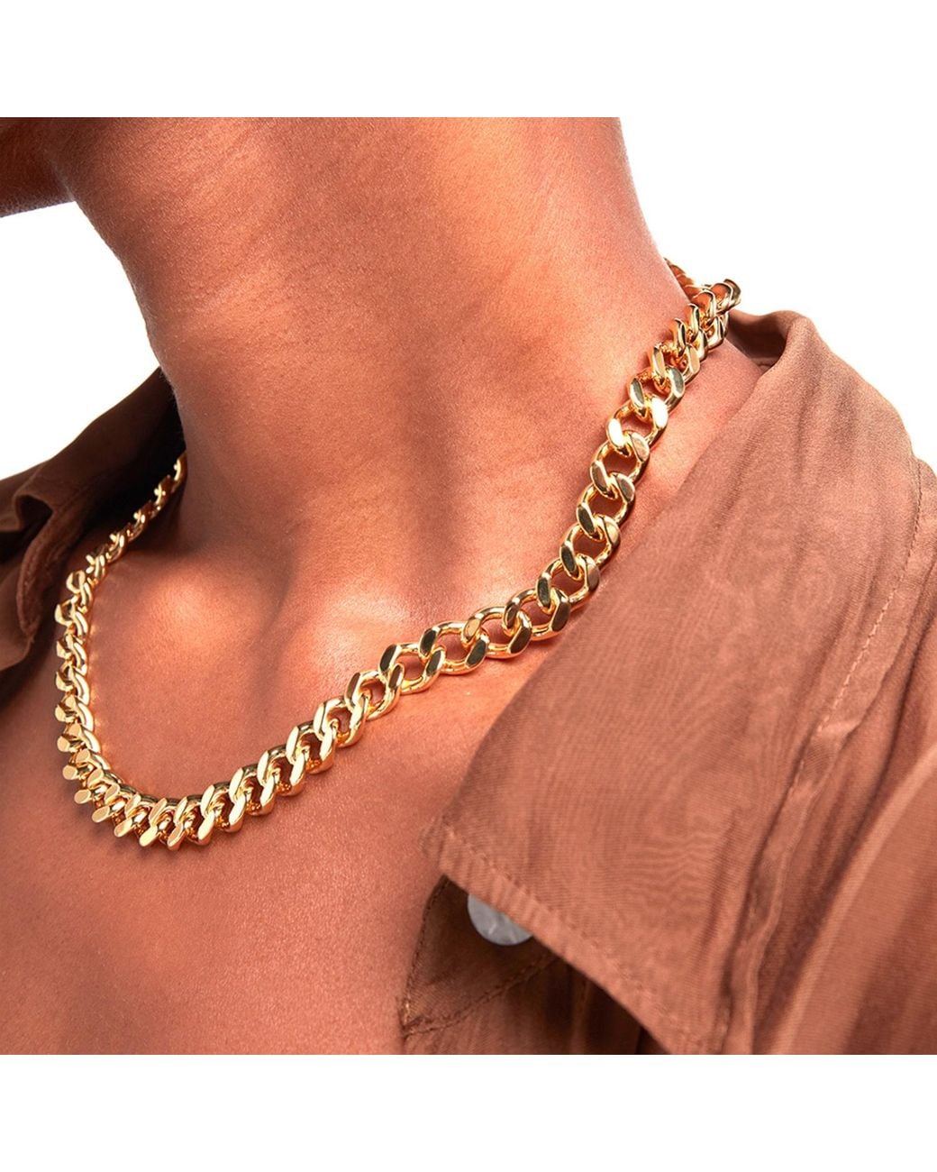 Onia Metallic Bold Cuban Link Necklace