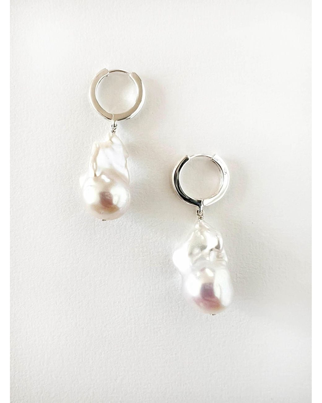 Astor & Orion White Baroque Pearl Huggies Sterling