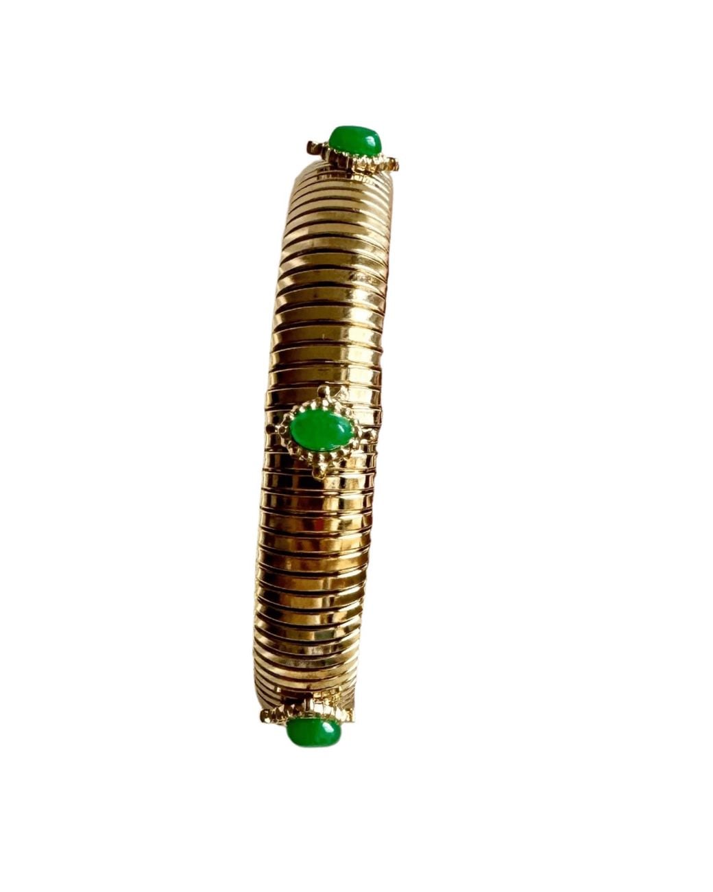 Laura Gray Green Small Stone Omega Bracelet