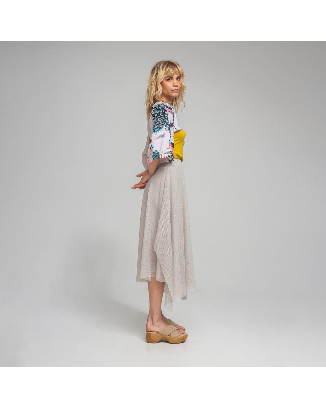 ARTISTA Yellow Natalie Oriental Printed Kimono Style Top