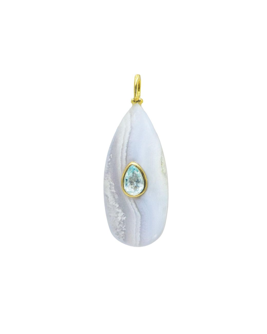 KAMARIA Blue Lace Agate Gemstone Pendant With Topaz