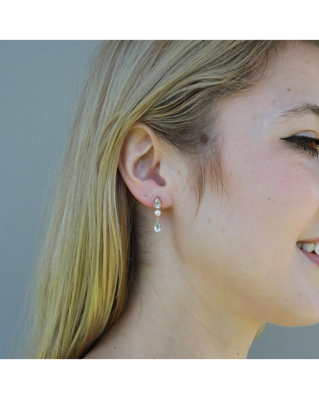 Kai Fine Jewelry Blue Solid Natural Aquamarine & Freshwater Pearl Venus Tears Drop Earrings