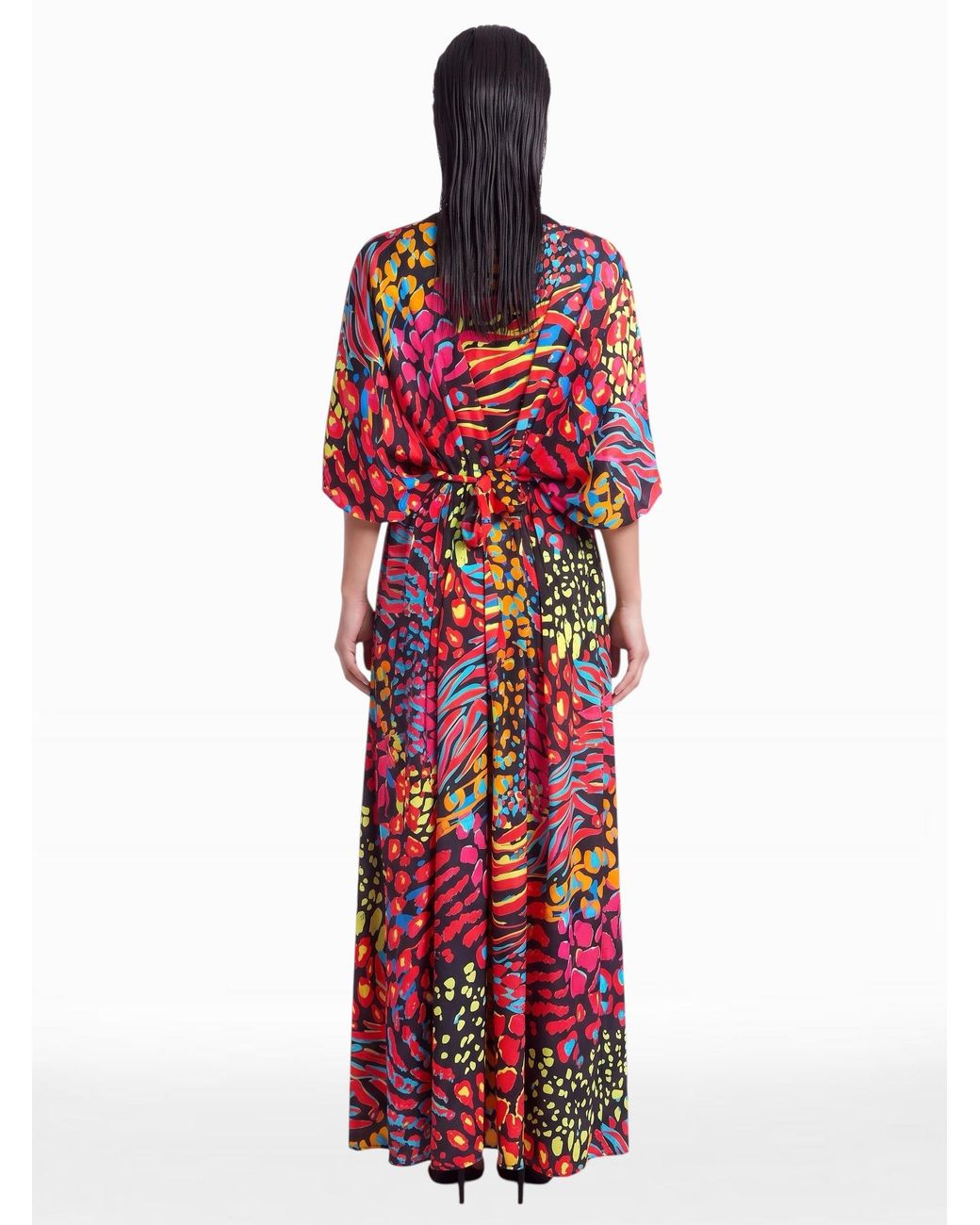 Any Old Iron Red Neon Animal Kaftan Dress