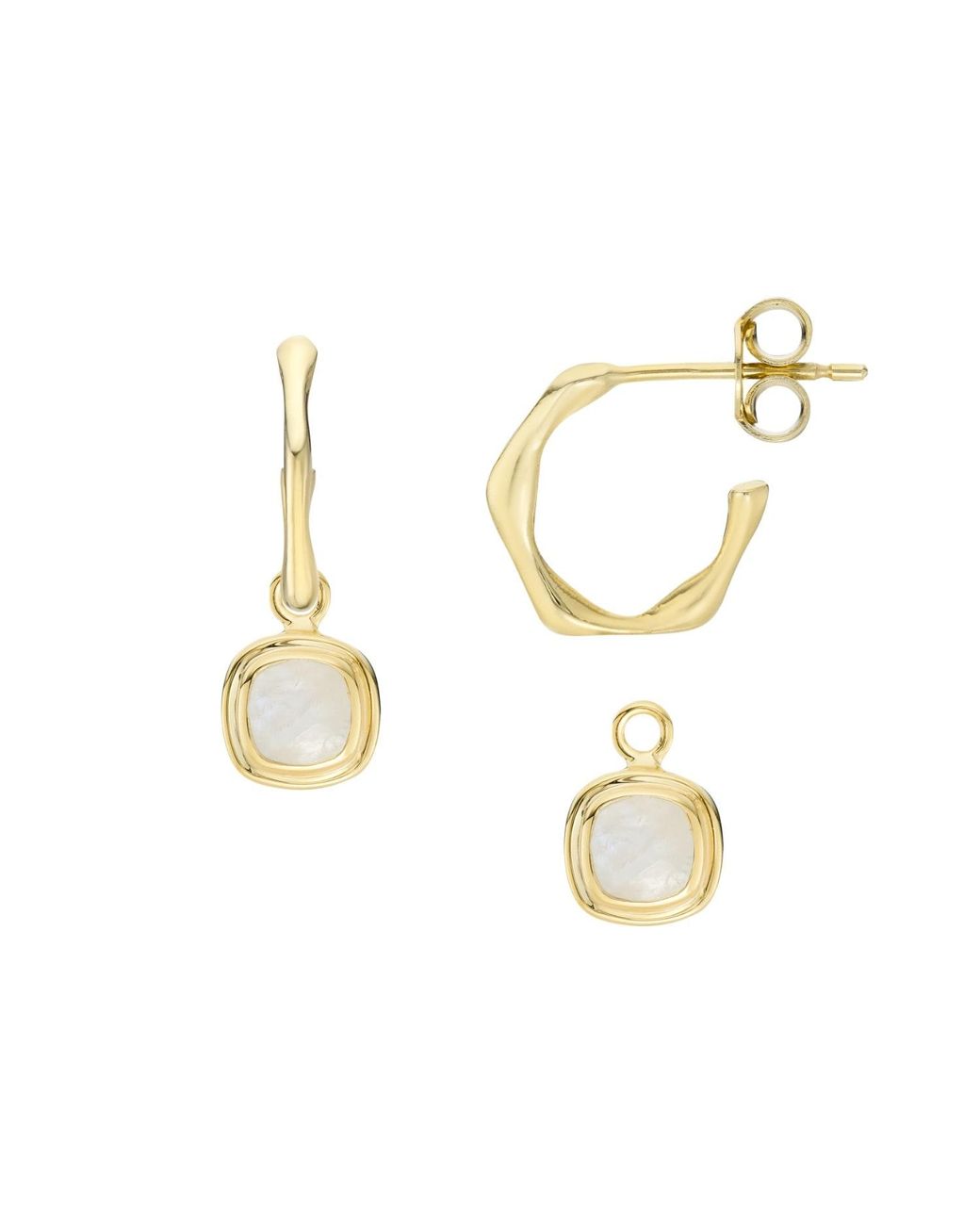 Auree Jewellery Metallic Neutrals California Cushion Moonstone & Interchangeable Hoop Earrings
