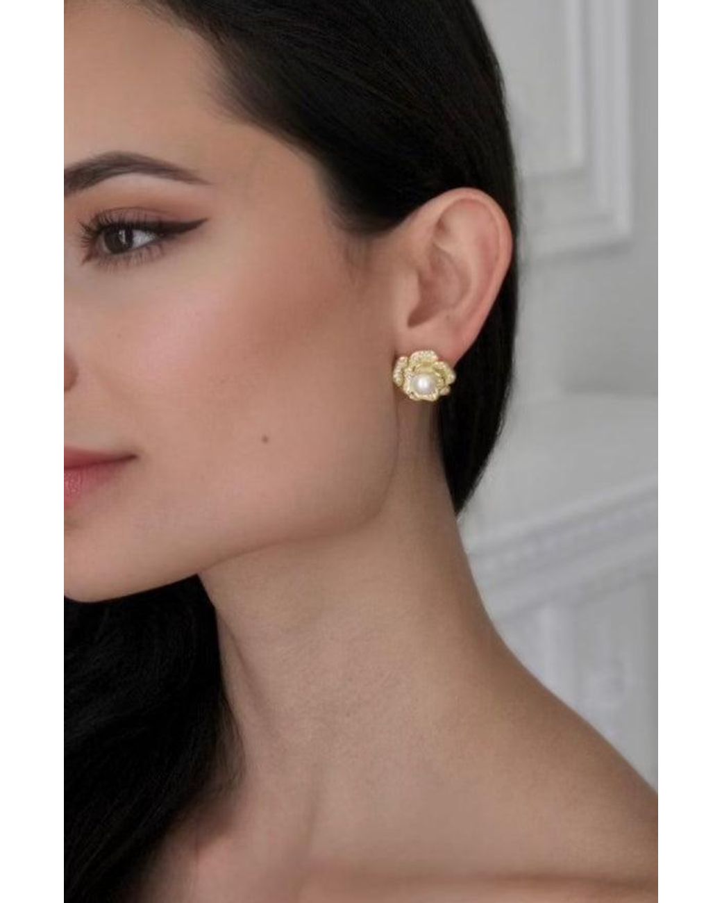 Santinni Metallic Tsarina Flower & Freshwater Pearl-Plated Earrings