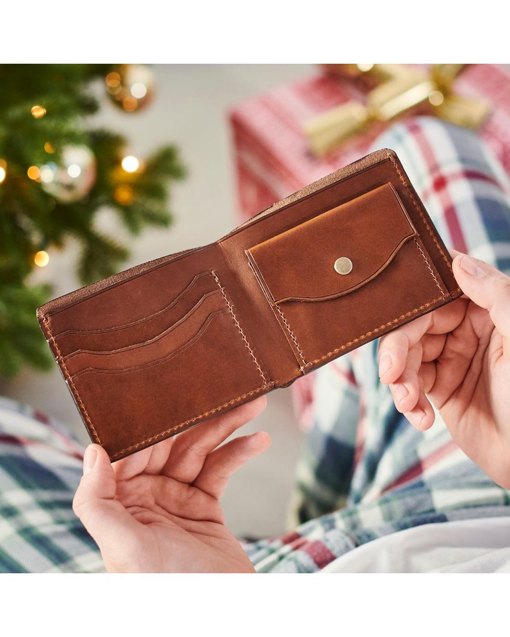 VIDA VIDA Brown Luxe Tan Leather Wallet For Cards for men