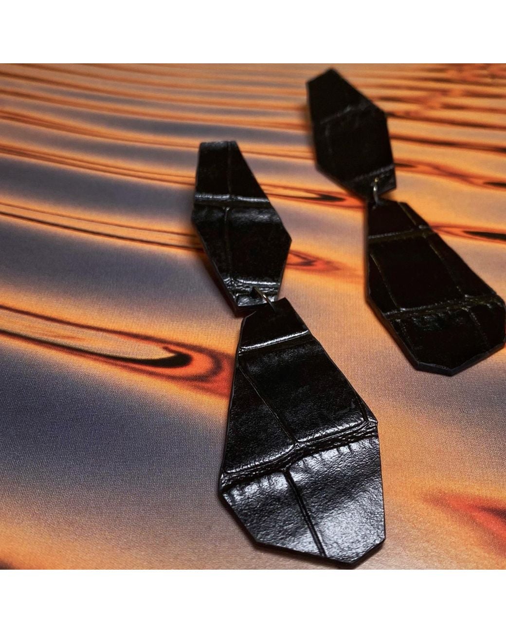 WAIWAI Black Geometric Goddess Earrings