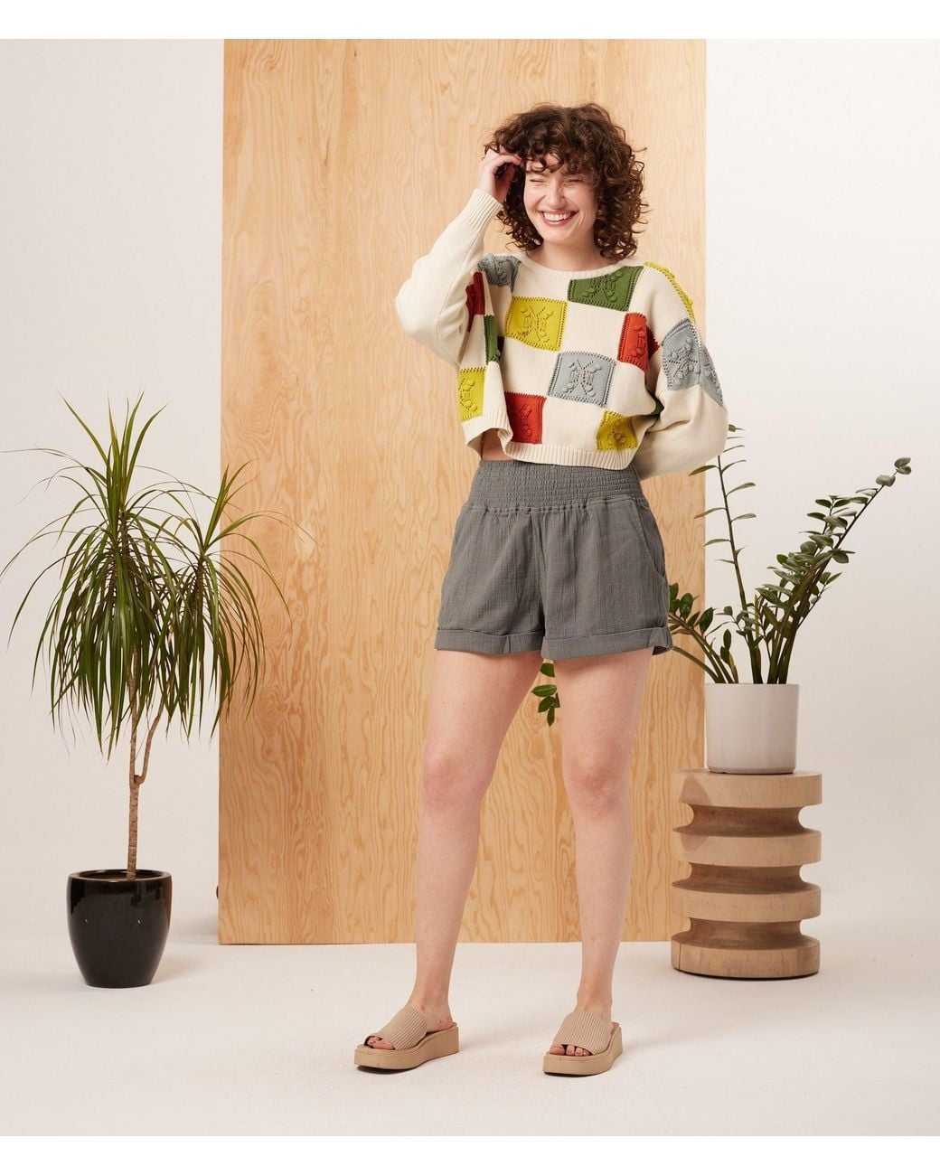 Known Supply Gray Gauze Shorts