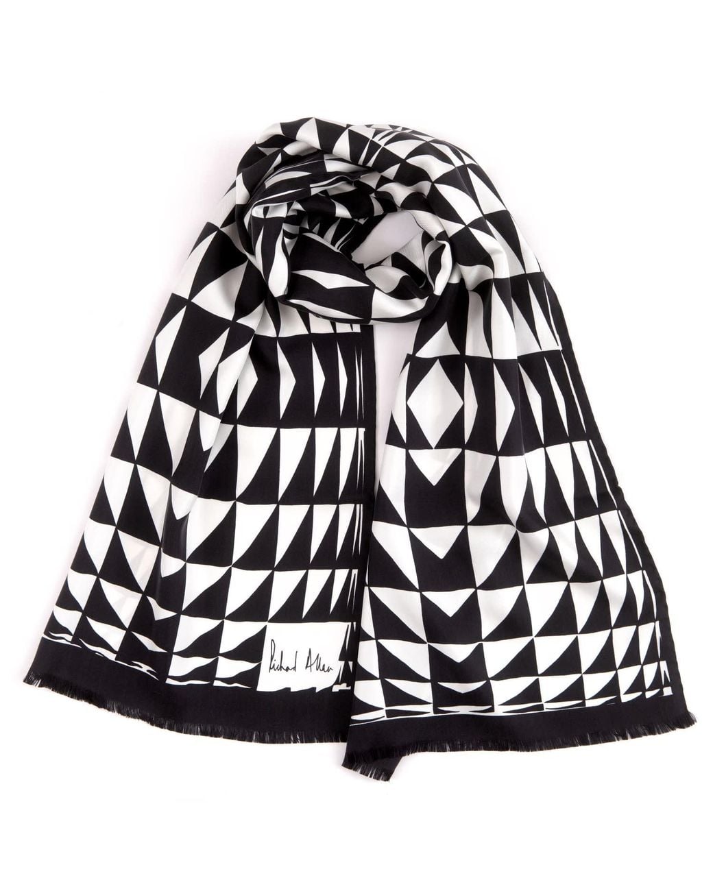 Richard Allan London Black And Prism Long Silk Scarf