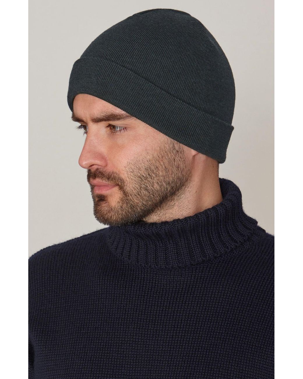 Paul James Knitwear Green Heavyweight Extra Fine Merino Wool Amble Watch Cap for men