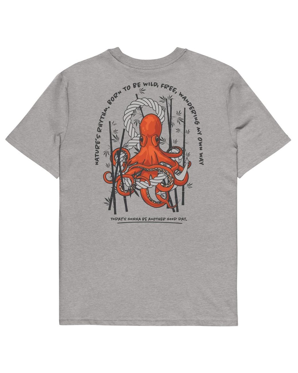 Anchor and Crew Gray Heather Octopus Another Good Day Organic Cotton T-Shirt