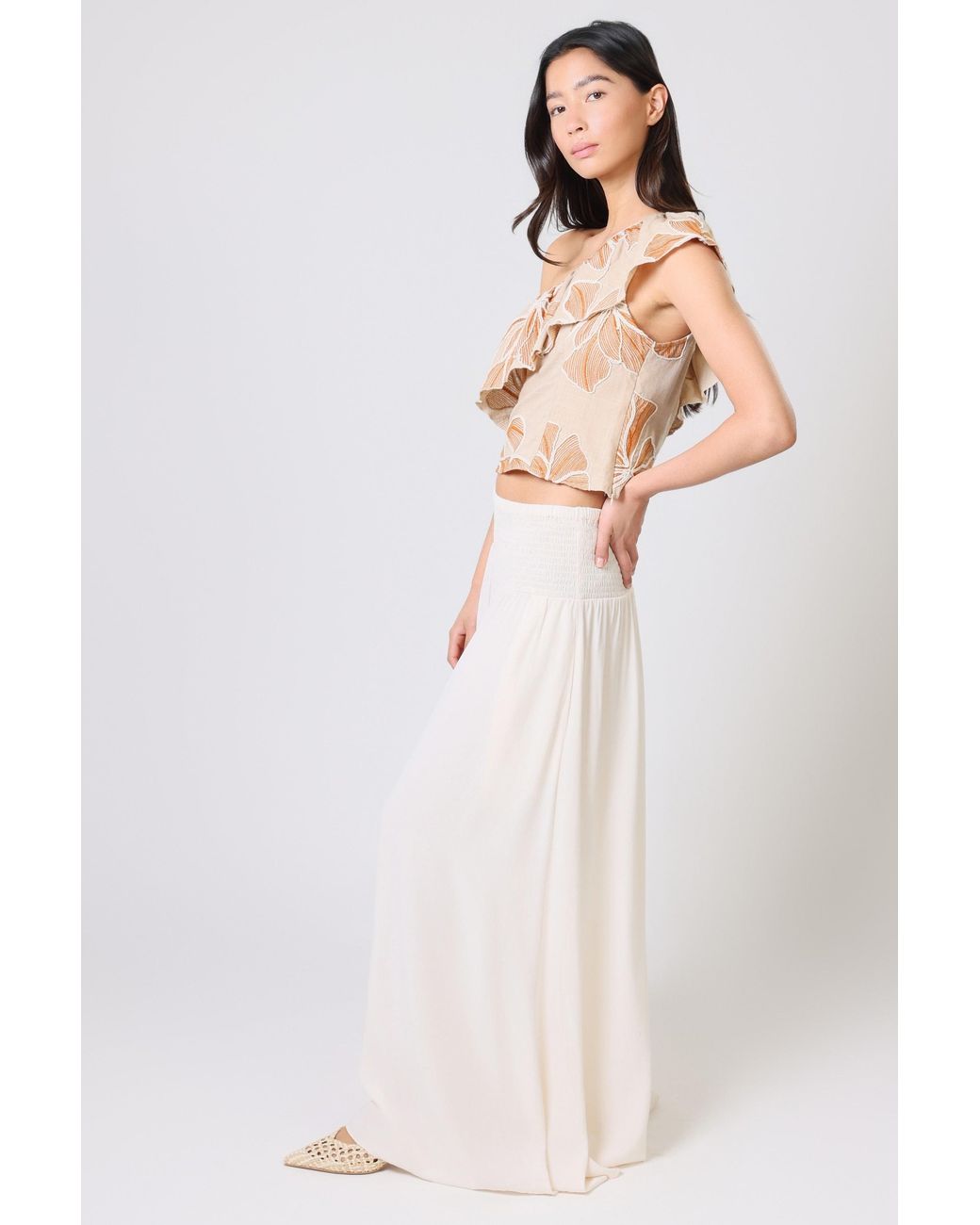 Traffic People Brown Grace & Maude And Floral Asymmetric Bella Top