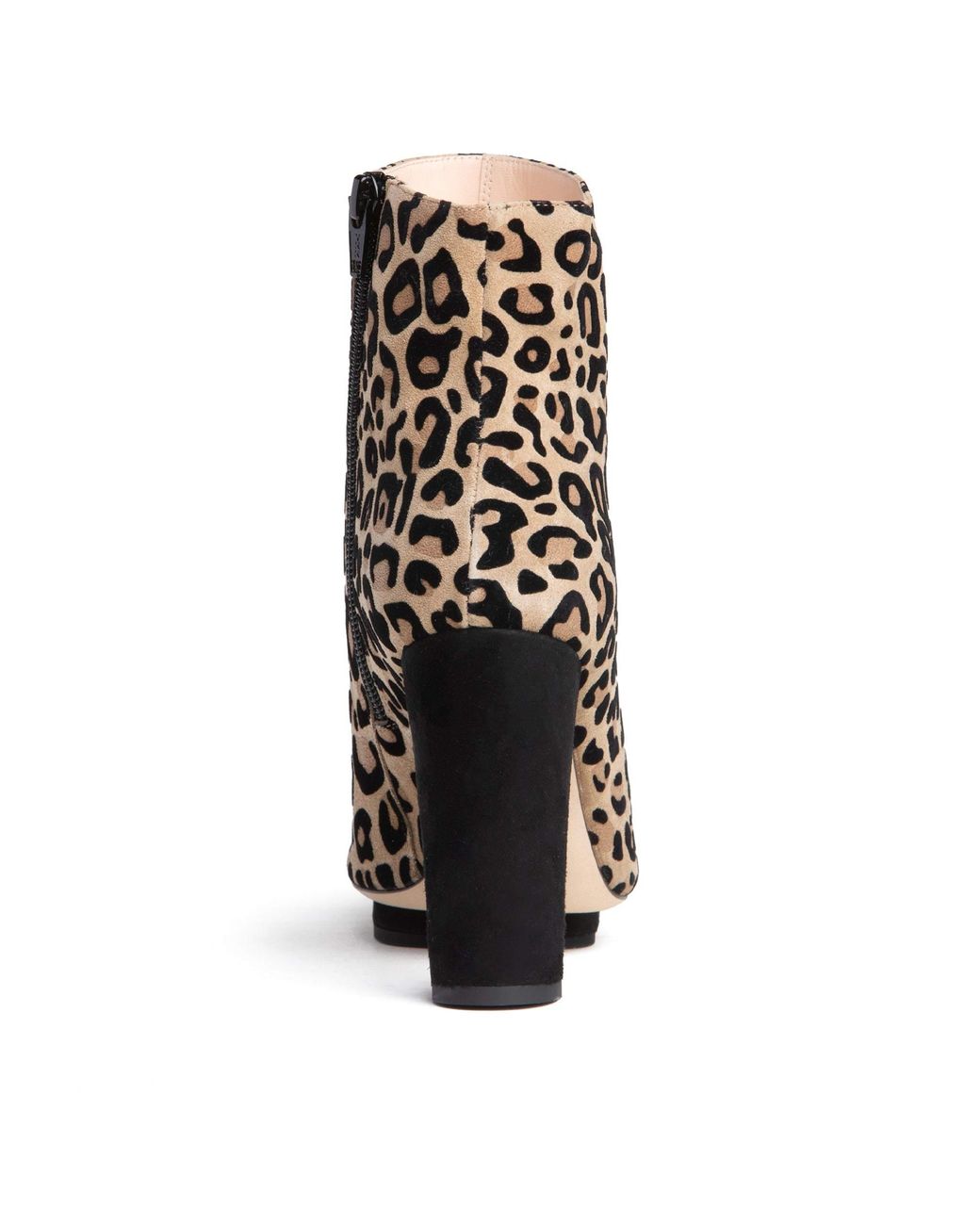 Beautiisoles by Robyn Shreiber Made in Italy Black Neutrals Tessa Animal Printed Suede Ankle Bootie Block Heel