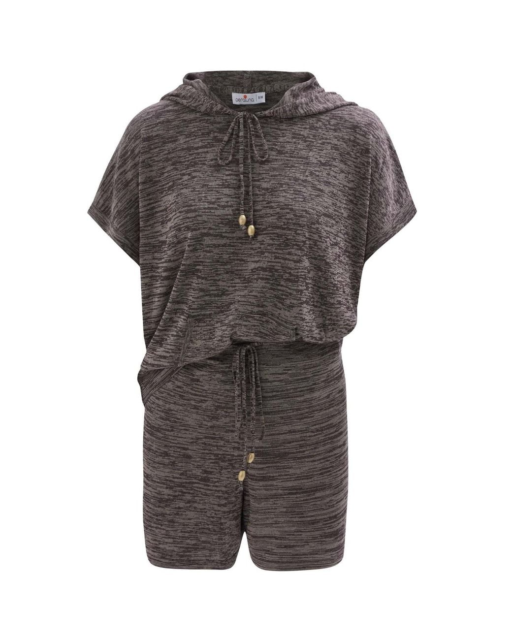 Peraluna Gray Kaira Knitted Hooded Blouse & Shorts Matching Set