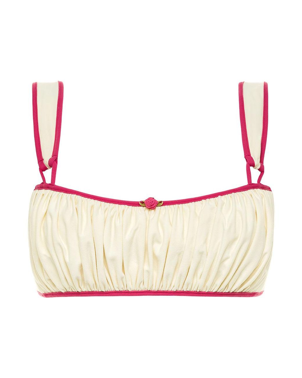 Montce Pink Neutrals Cream Raspberry Binded Victoria Bikini Top
