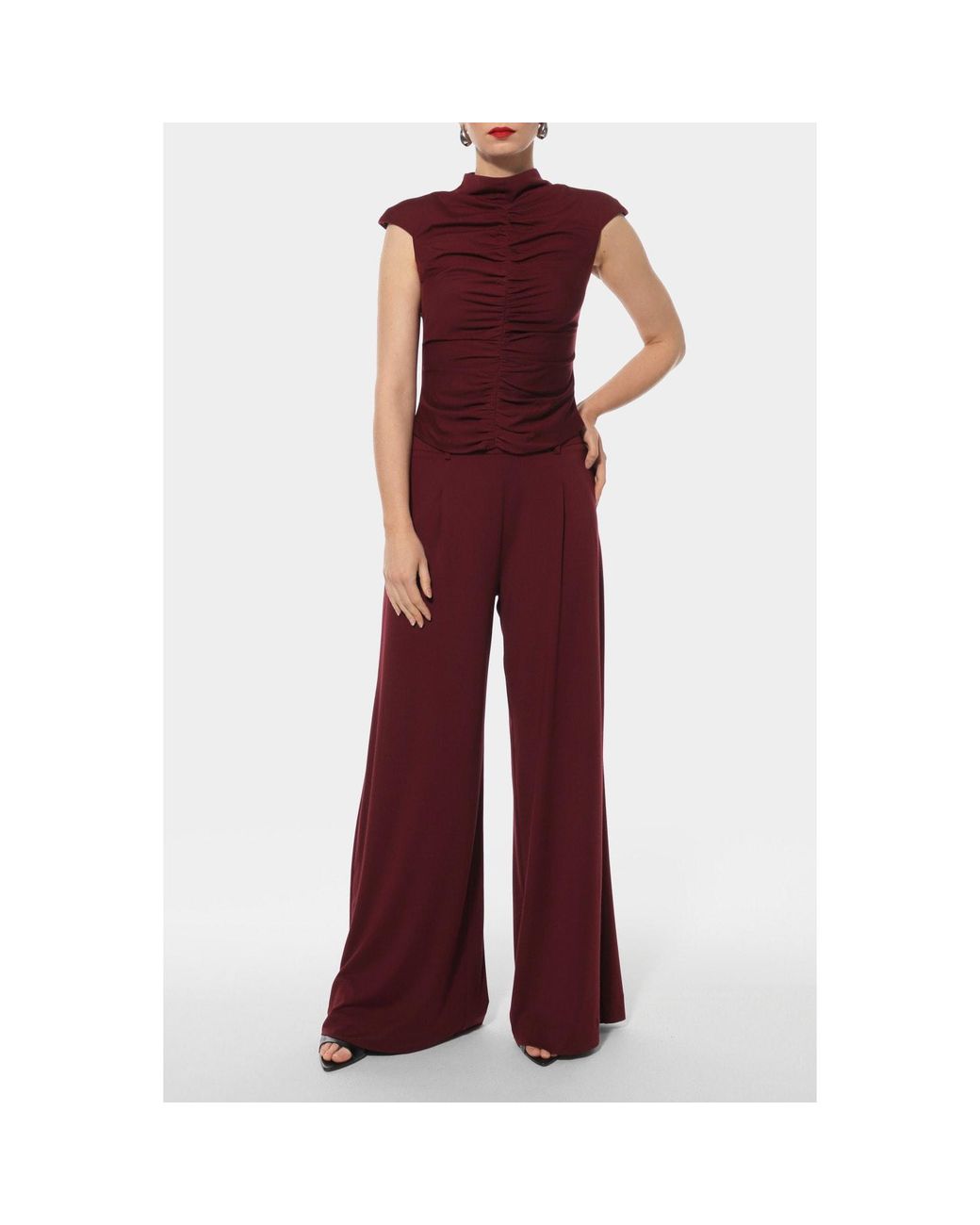 AGGI by HALEWSKI Red Rita Burgundy Blouse