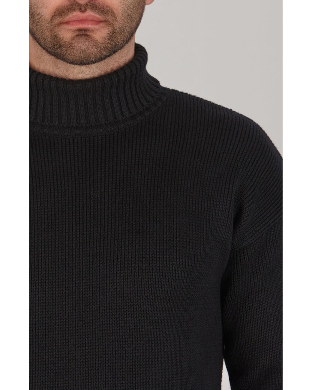 Paul James Knitwear Blue Heavyweight Cotton Arthur Submariner Roll Neck Jumper for men