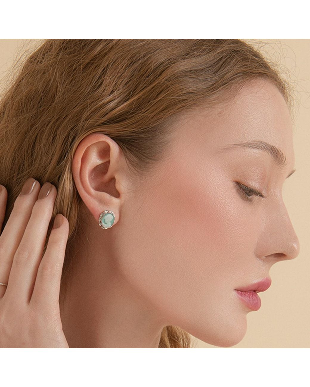 Vintouch Italy Gray Sterling Mini Cameo Stud Earrings