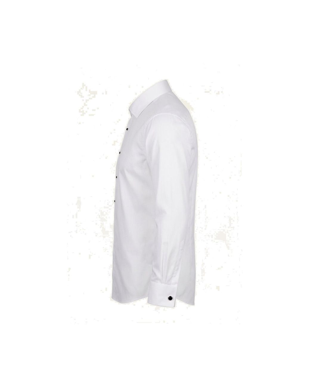 Ron Tomson White Pure Cotton Classic Collar Stud Button French Cuff Tuxedo Shirt for men