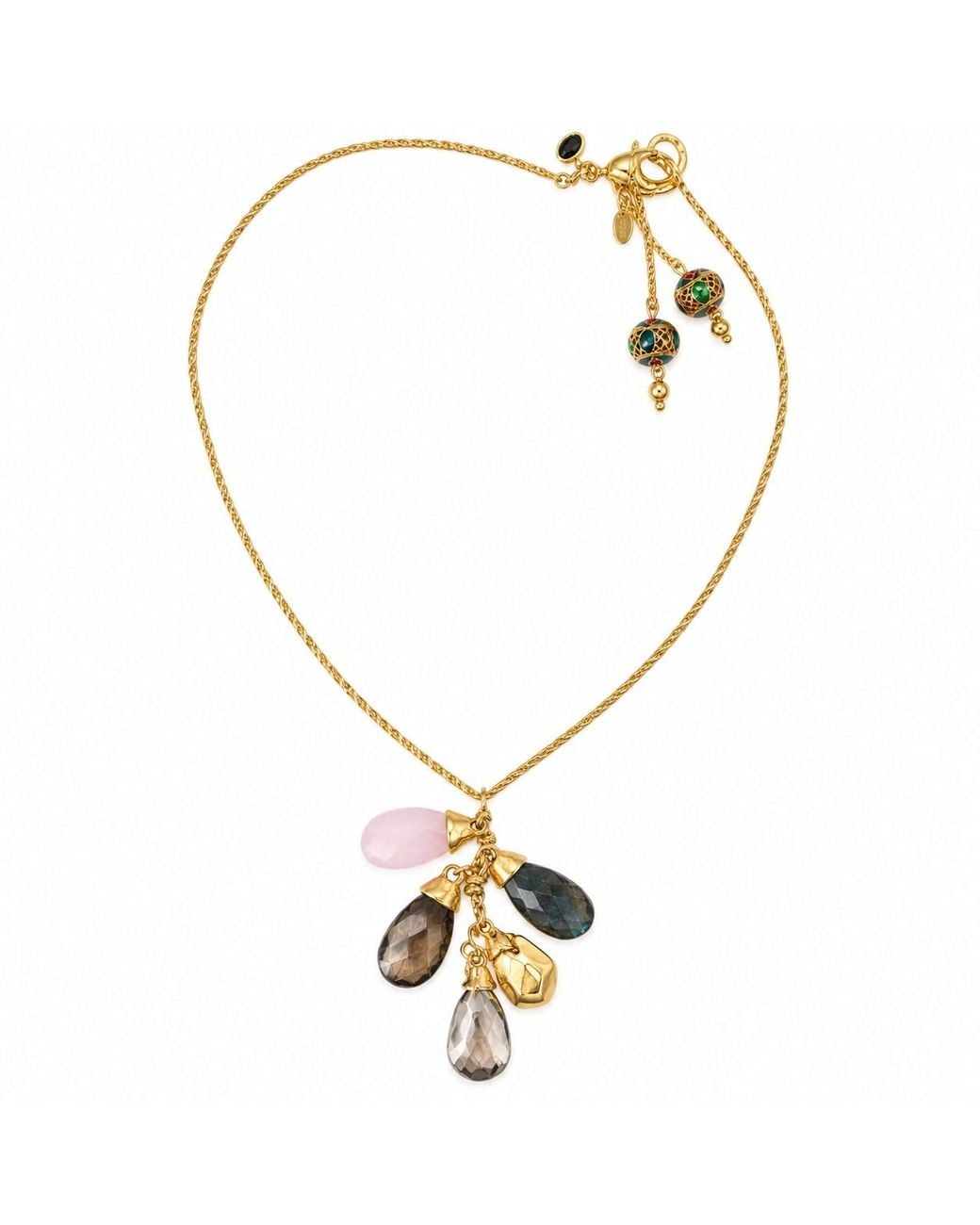 Persia Dona Jewelry Metallic Gems On A String Necklace