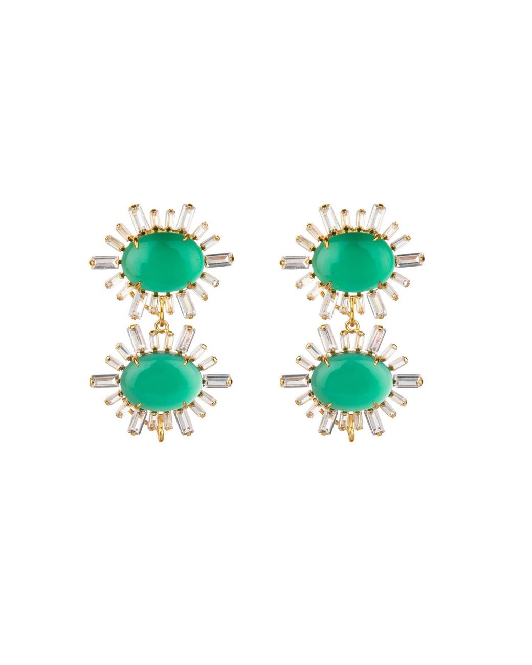 Bounkit Green Ann Margaret Earrings Onyx Clip On