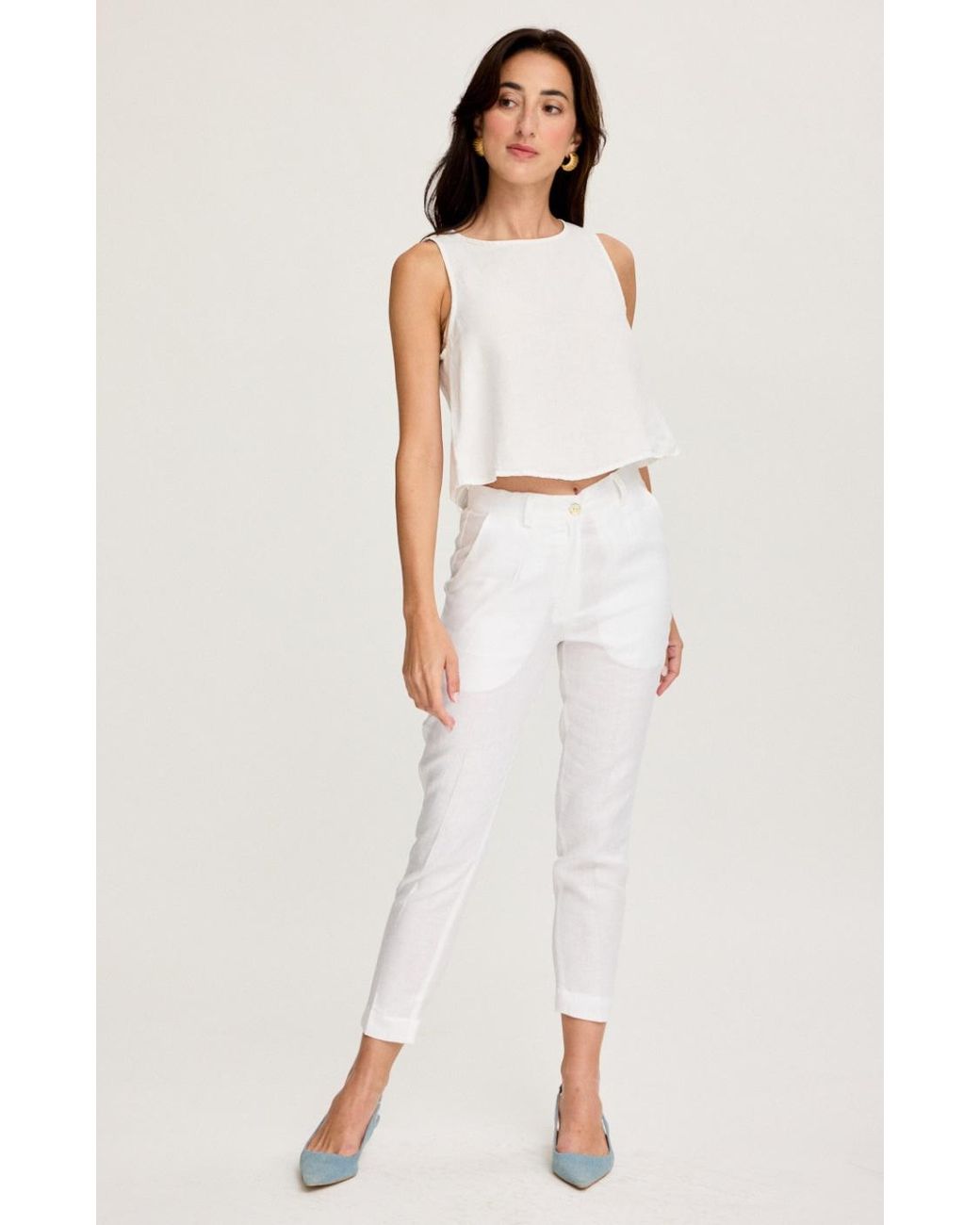 MARICEL White Capri Trousers