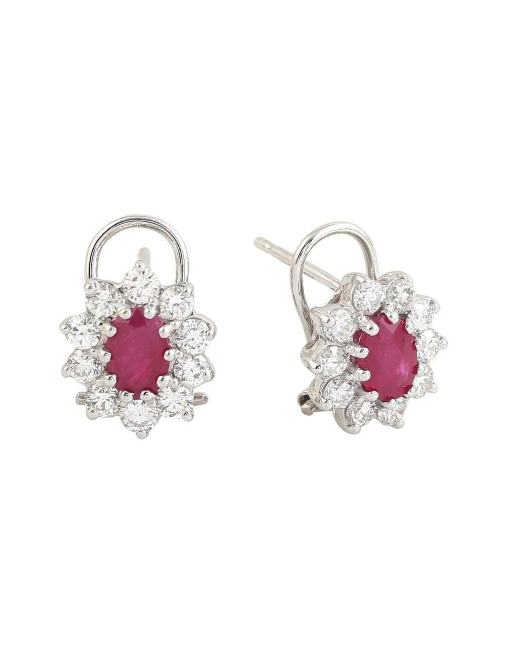 Artisan Pink Ruby Diamond Stud Clip-On Earrings In Gold
