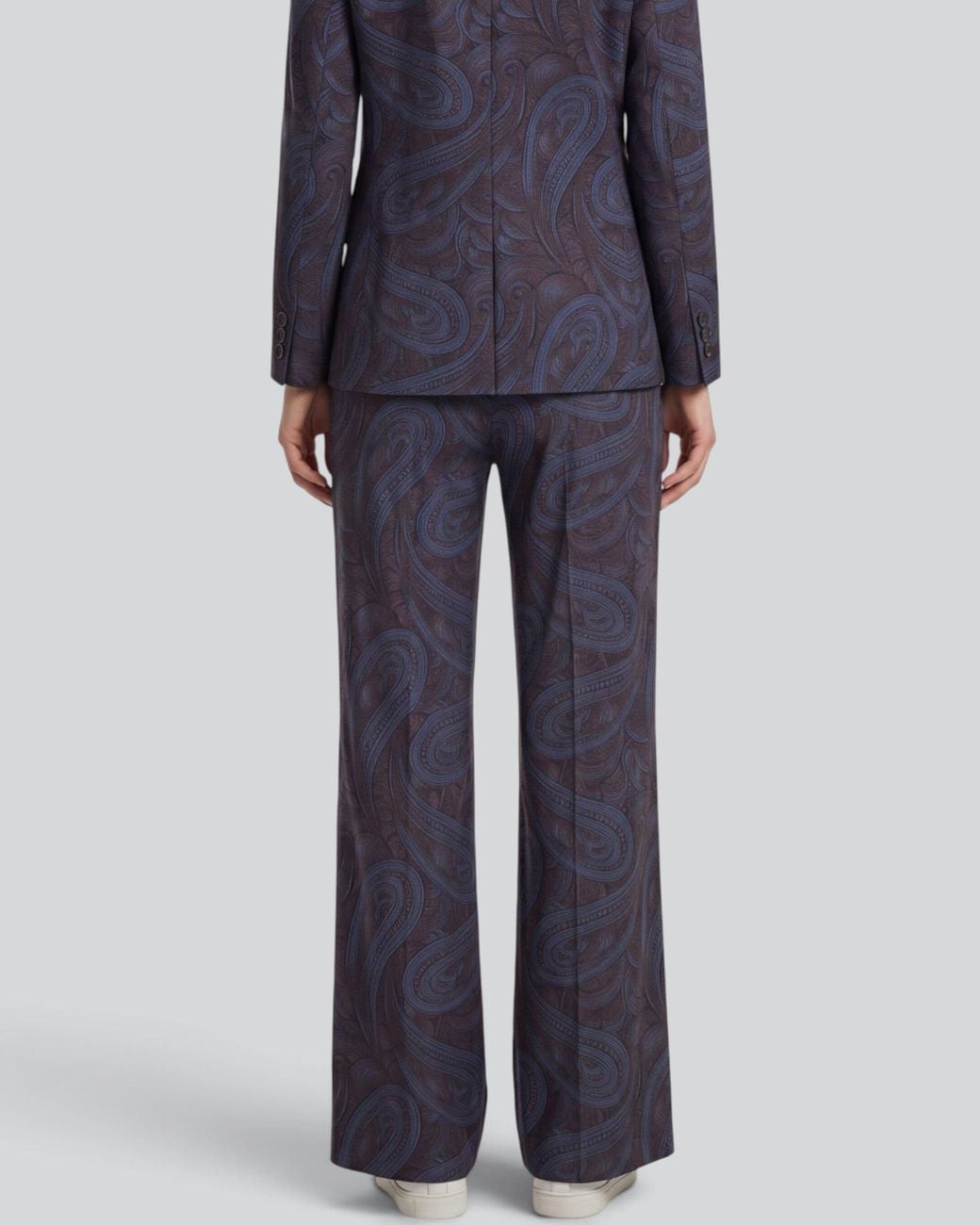 Lords of Harlech Blue Pheobe Paisley Badalona Brownie Wool Straight-Leg Pant